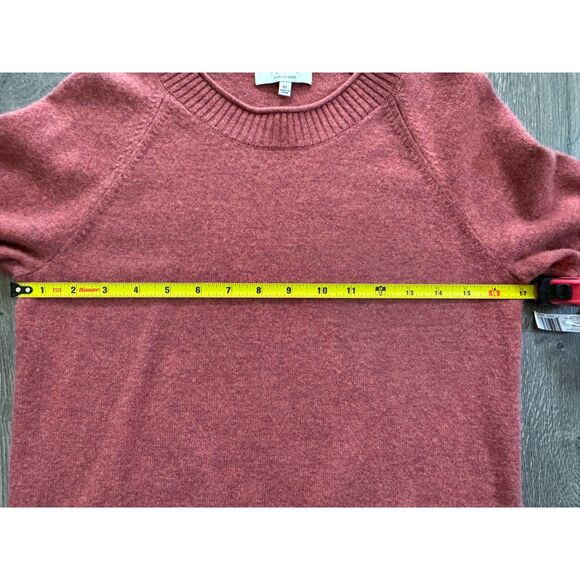 NEW Madewell 100% Cashmere Red Pink Crewneck Long Sleeve Sweater Top Blouse XS - Picture 3 of 4